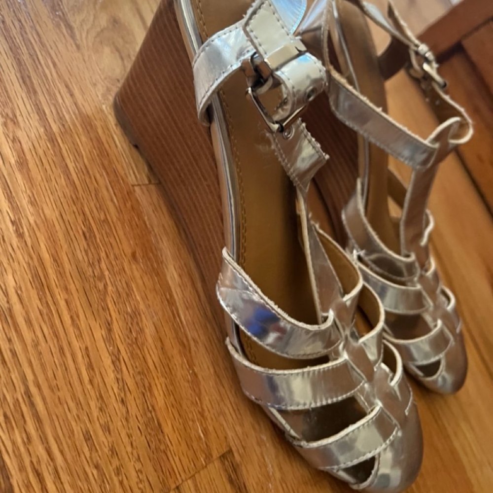 Silver sandal-like heels by Marais (European "11" fits like US 9/9.5)